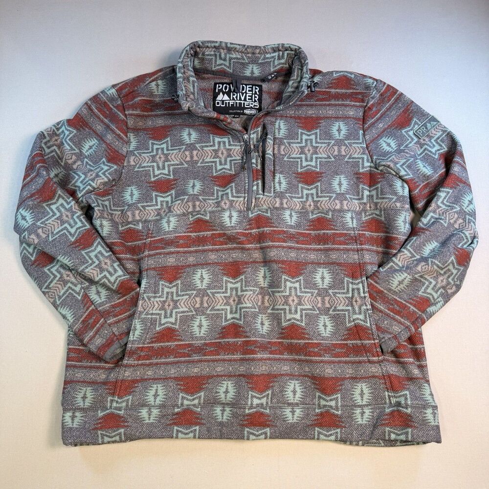 Powder River Outfitters Quarter Zip by Panhandle Size 2XL Aztec Pullover Fleece